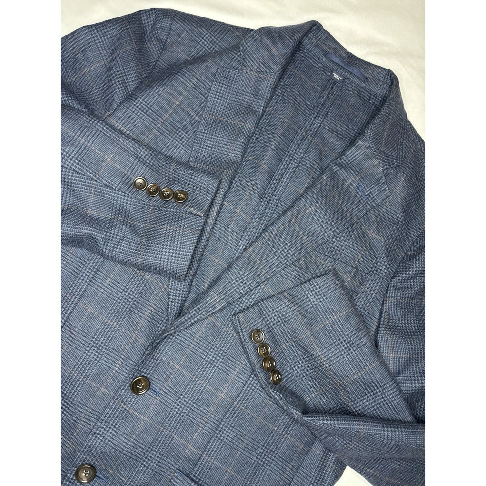 J. Crew Ludlow Moon Cloth Wool & Cotton Blend Sport Coat Blazer Blue Plaid 36R